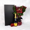 Valentine’s Day 12 Stem Red Rose Bouquet With Box & Champagne