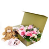 Mother's Day 12 Stem Pink & White Rose Bouquet with Box, Bear, & Chocolate - Heart & Thorn - Canada flower delivery