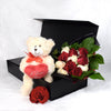 Valentine's Day 12 Stem Red & White Bouquet With Box & Bear - Heart & Thorn - Canada flower delivery