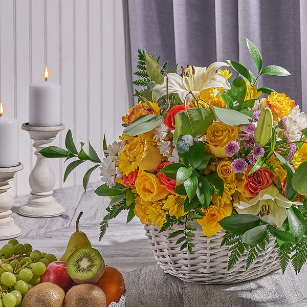 Soft-toned new baby flower arrangement