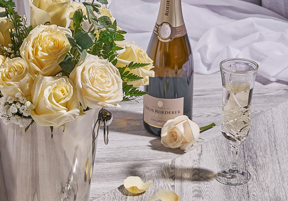 Close detail of floral design showing careful finishing and wrap detail