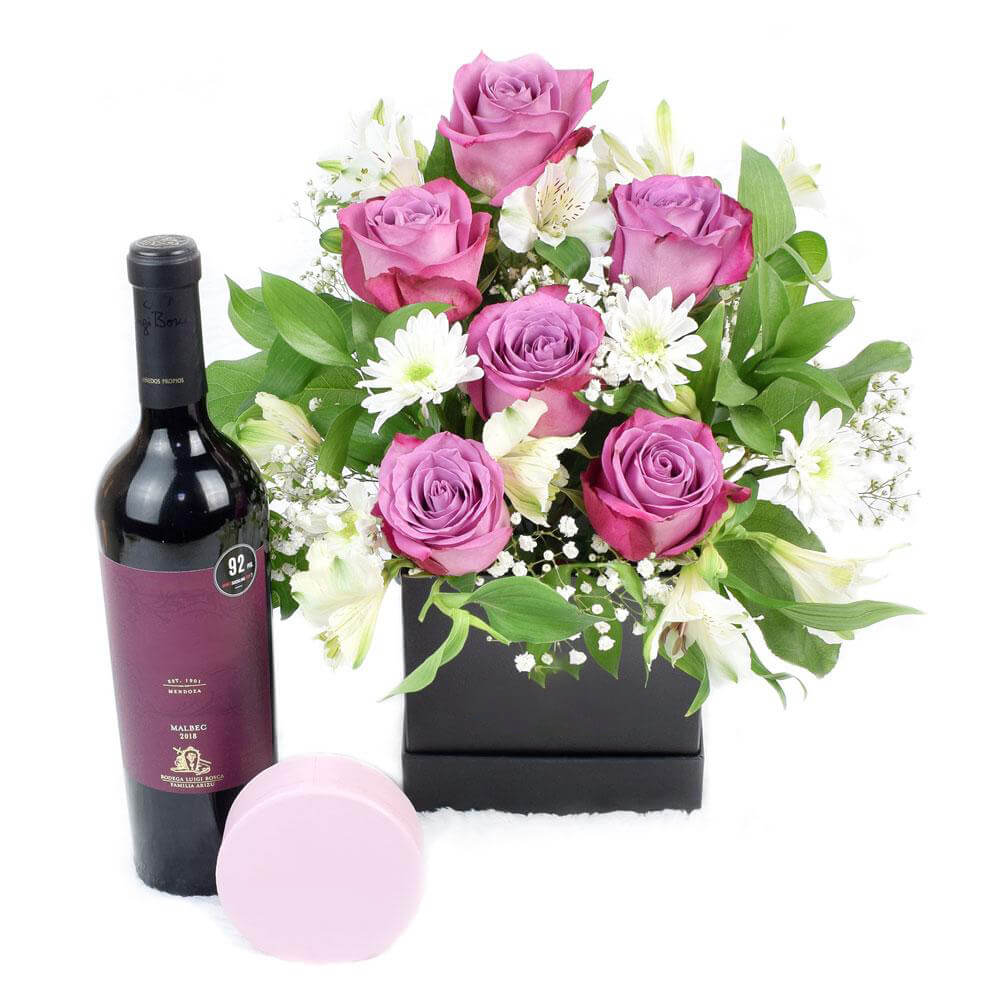 Livewire Lilies Chocolate &amp; Wine Flower Gift