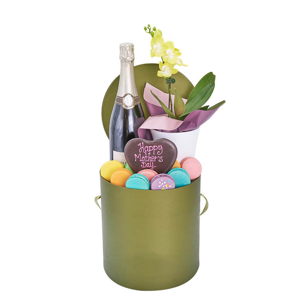 Mother’s Day Champagne, Orchid & Treat Gift Box