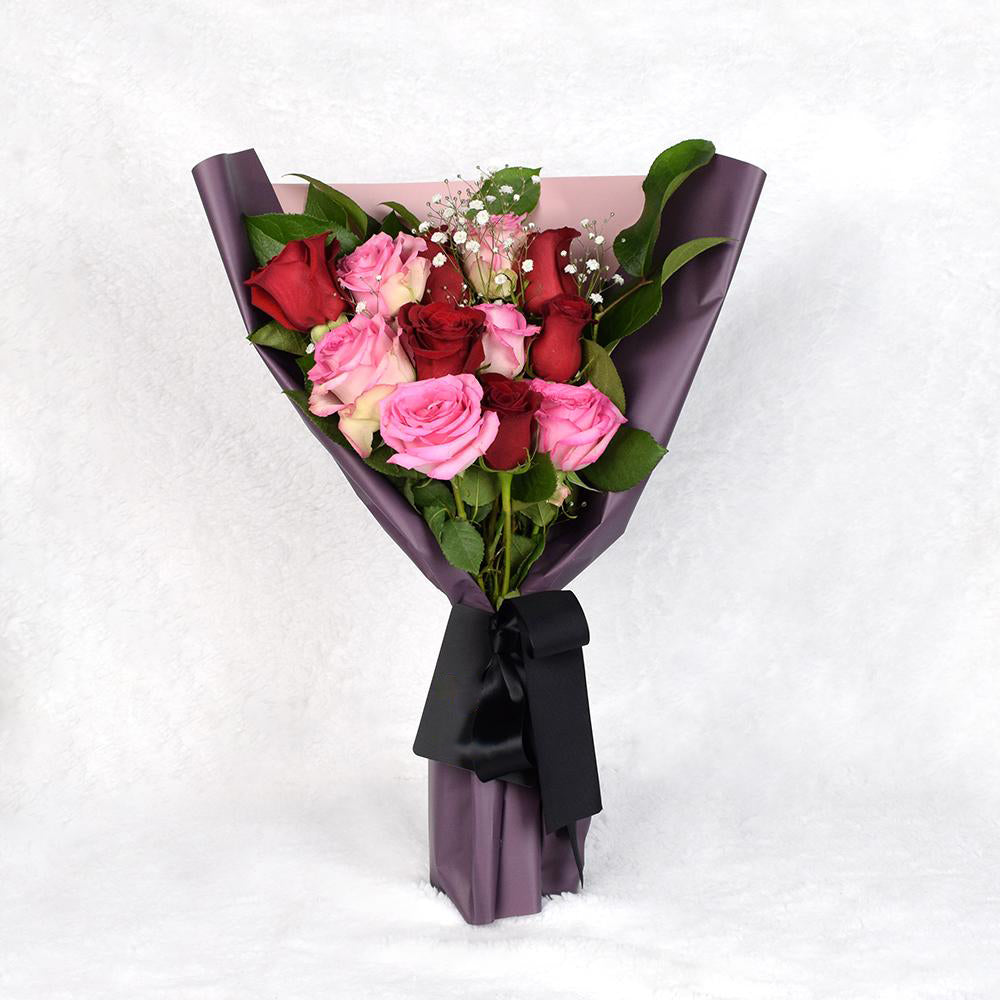 Valentine's Day 12 Stem Red & Pink Rose Bouquet, Heart & Thorn Canada  Same Day Flower Delivery, Valentine's Day gifts, roses