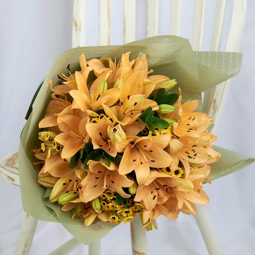 Amber Celebration Lily Bouquet - Heart &amp; Thorn - Canada flower delivery