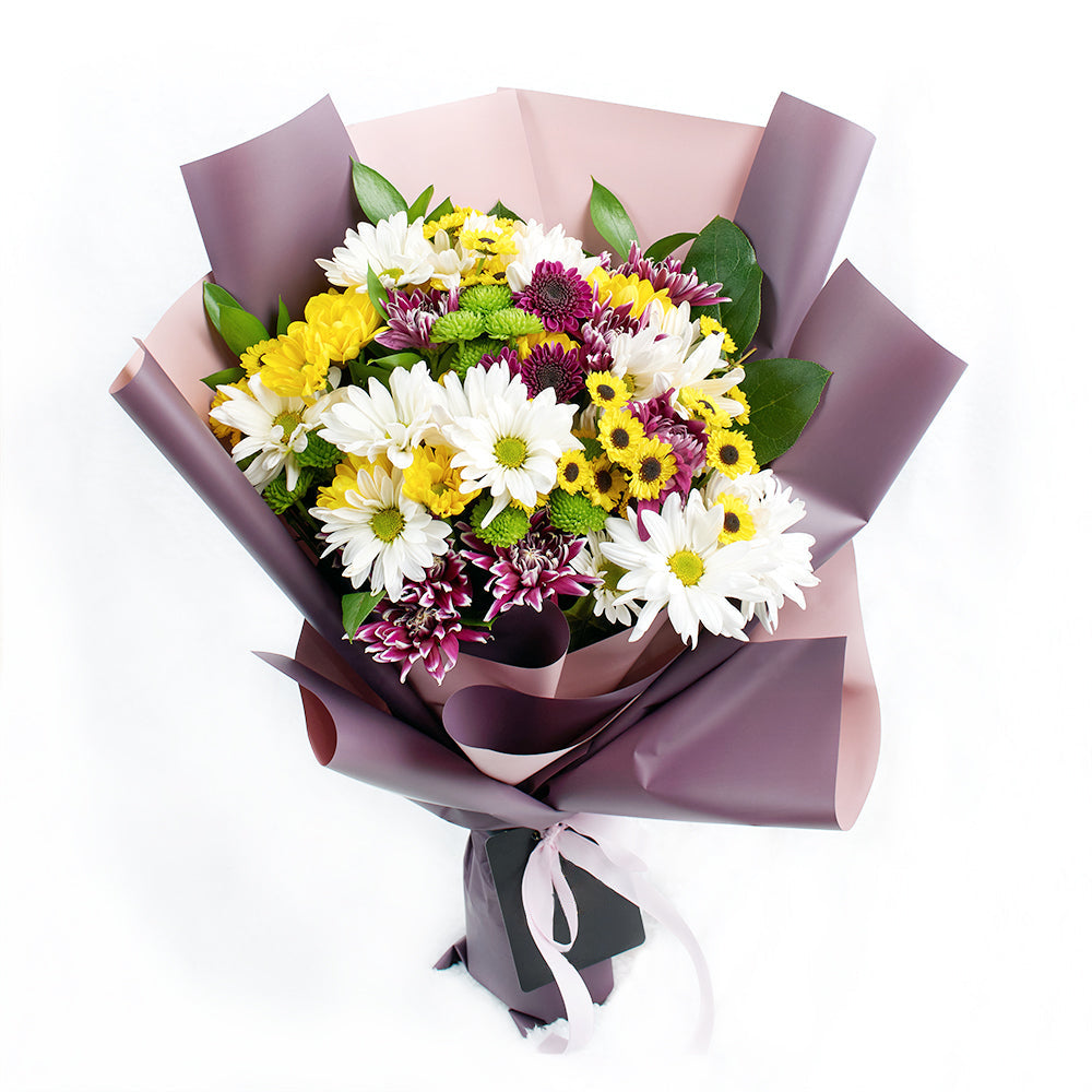 Multi-coloured mixed daisy bouquet. Same Day Canada Delivery.