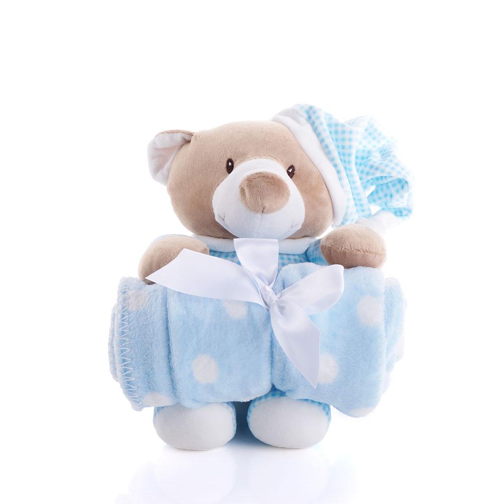 Blue Hugging Blanket Bear - Heart &amp; Thorn - Canada baby gift delivery