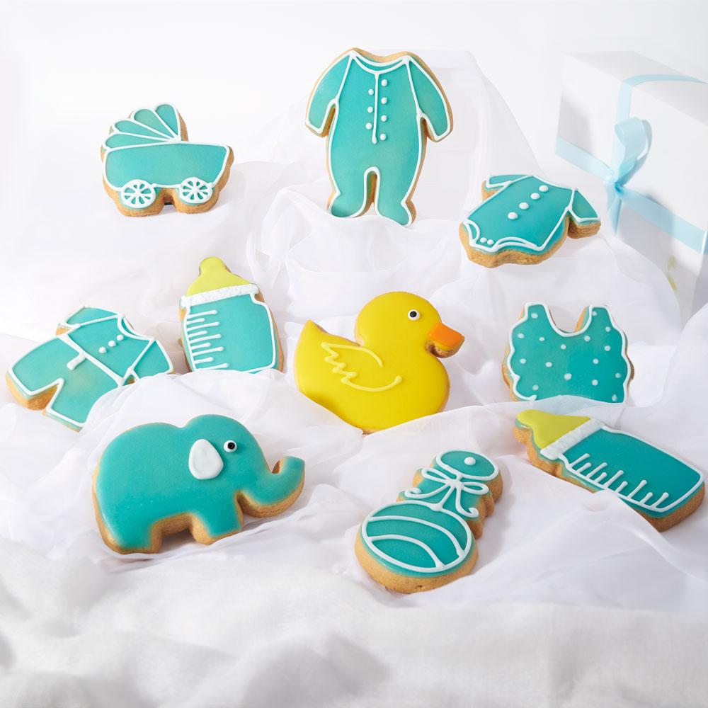 Blue Welcome Baby Cookie Box - Heart &amp; Thorn - Canada cookie delivery