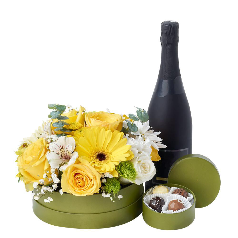 Celebrations Galore Flowers &amp; Champagne Gift - Heart &amp; Thorn - Canada flower delivery