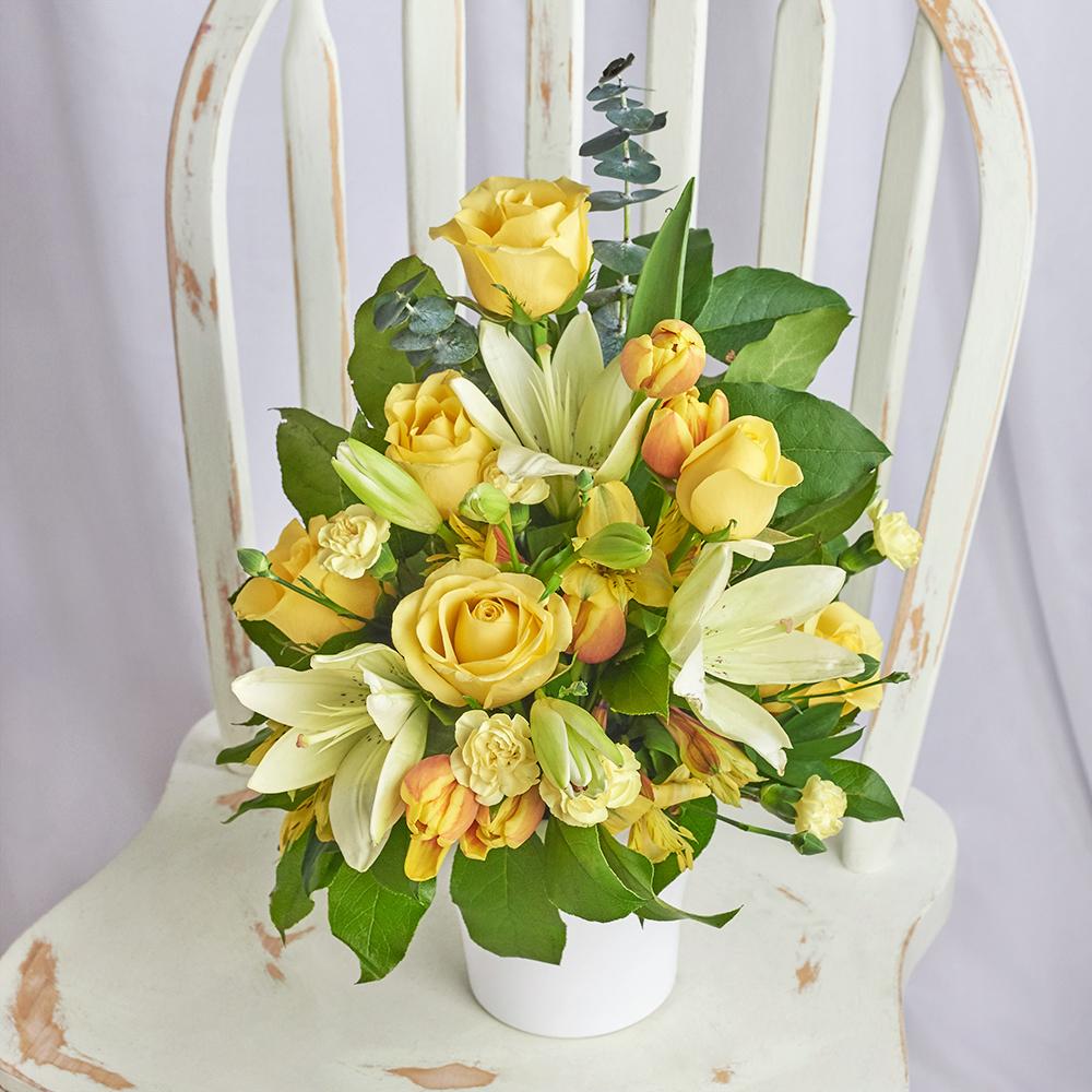 Gold &amp; Cream Mixed Arrangement - Heart &amp; Thorn - Canada flower delivery