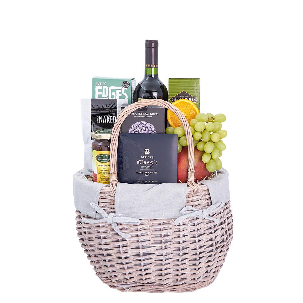 Luxurious Fresh Delights Kosher Wine Gift Basket - Heart &amp; Thorn - Canada gift basket delivery