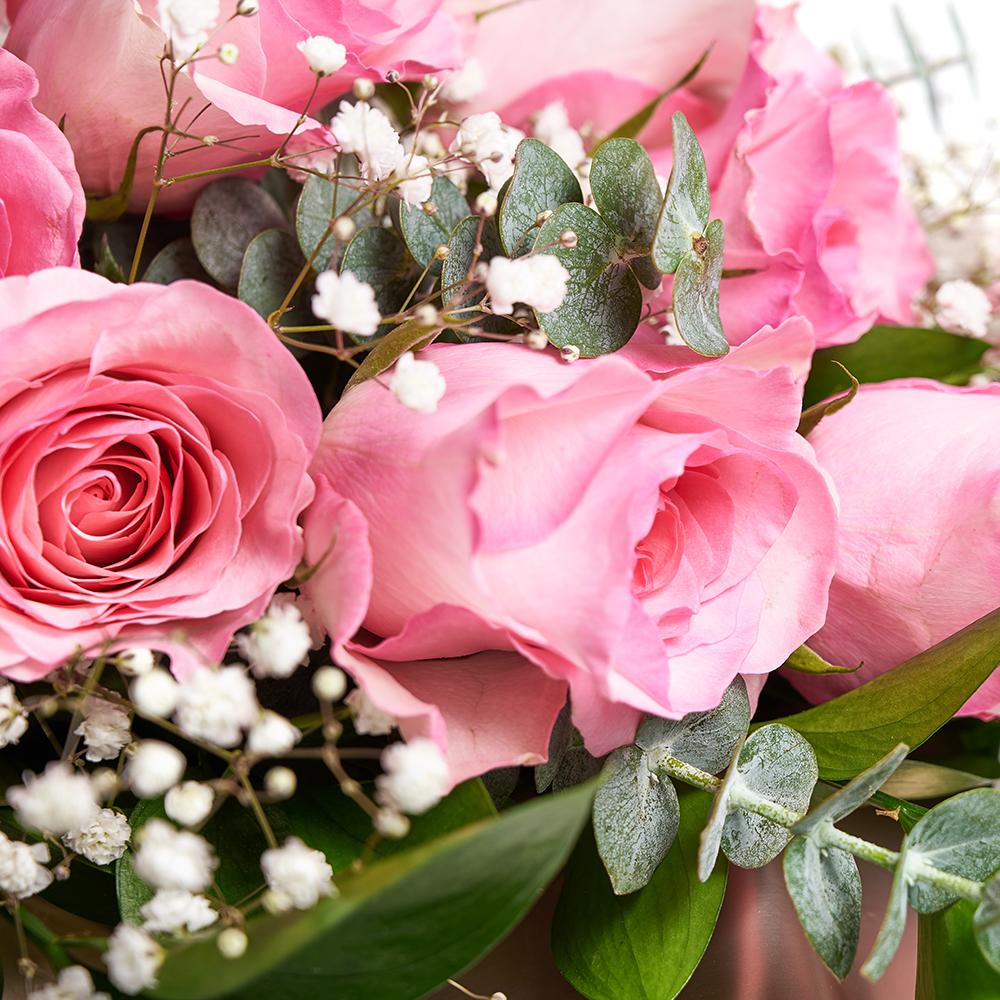Mother's Day 12 Stem Pink Rose Bouquet with Box - Heart & Thorn - Canada flower delivery