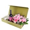 Mother's Day 12 Stem Pink Rose Bouquet with Box and Wine - Heart & Thorn - Canada flower delivery