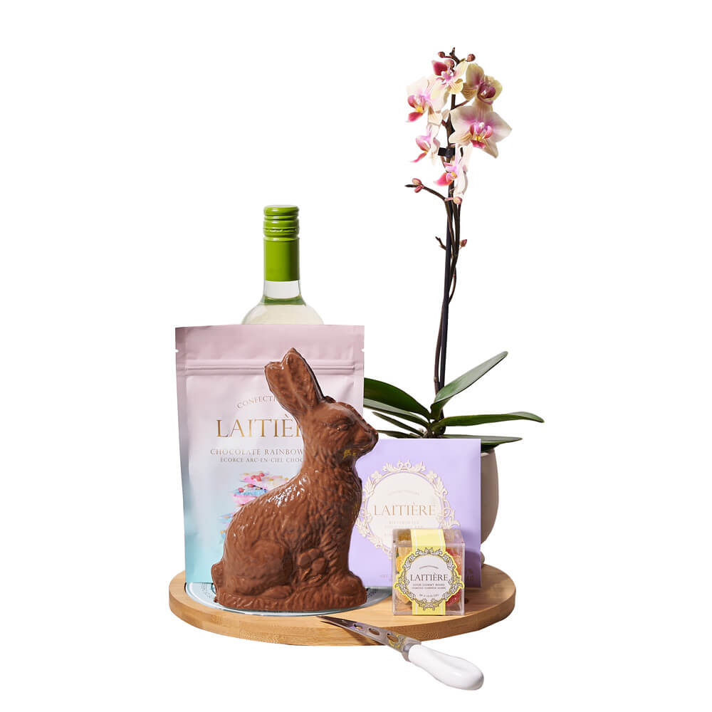 Orchid &amp; Wine Easter Gift, orchid gift, orchid, plant gift, plant, easter gift, easter, wine gift, wine, chocolate gift, chocolate