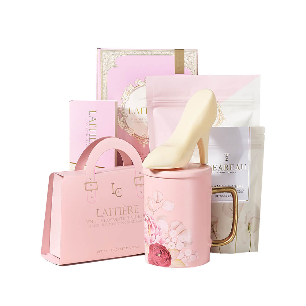 Perfect Pink Chocolate &amp; Tea Crate, chocolate gift, chocolate, gourmet gift, gourmet, macaron gift, macaron, tea gift, tea