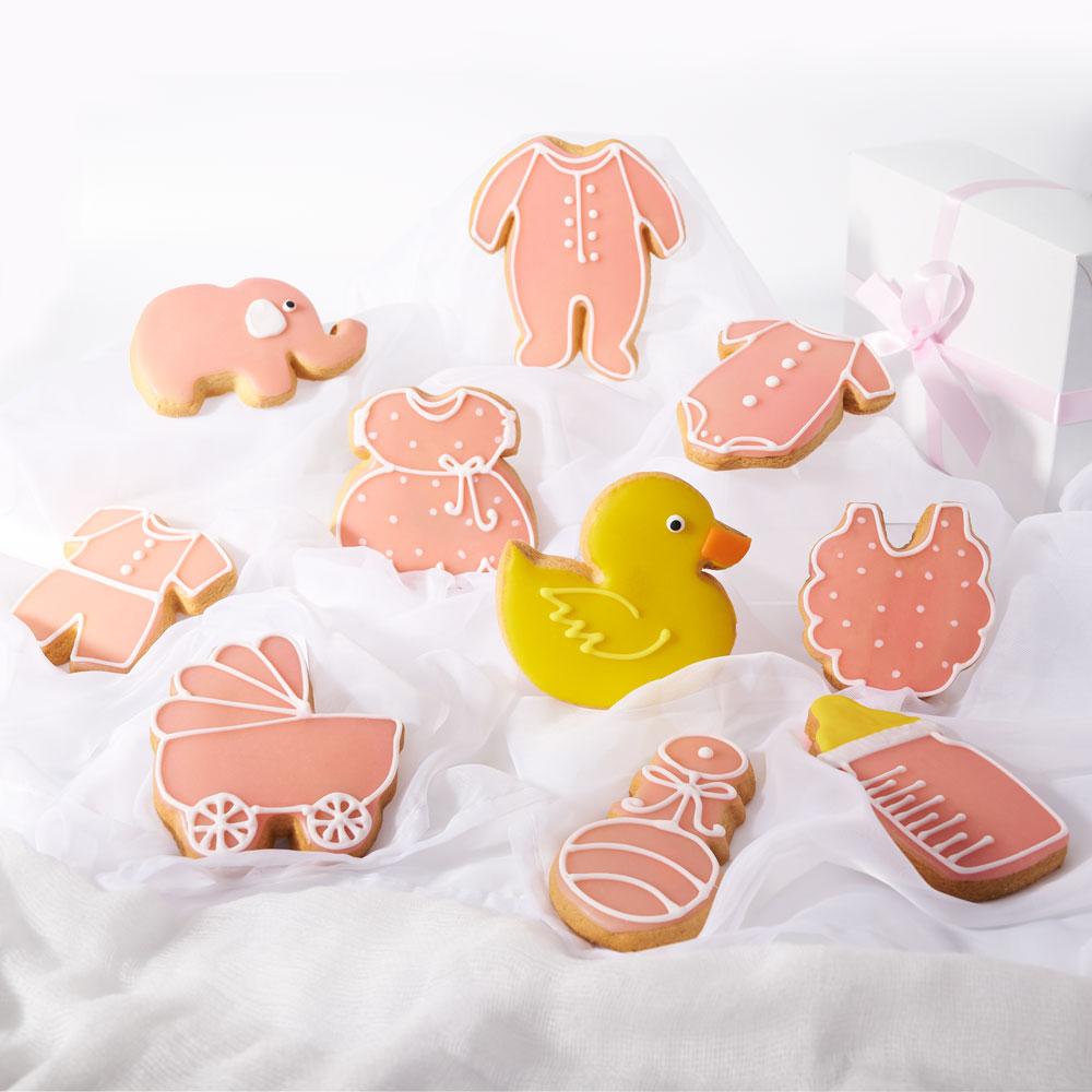 Pink Welcome Baby Cookie Box - Heart &amp; Thorn - Canada cookie delivery