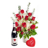Rose & Hydrangea Vase with Wine - Heart & Thorn - Canada flower delivery