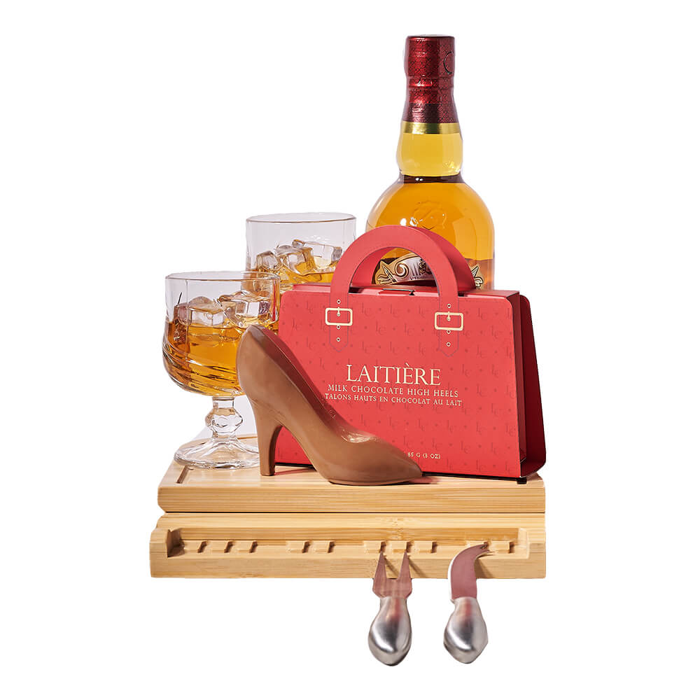 Spirits &amp; Chocolate Heel Set, liquor gift, liquor, chocolate gift, chocolate, gourmet gift, gourmet