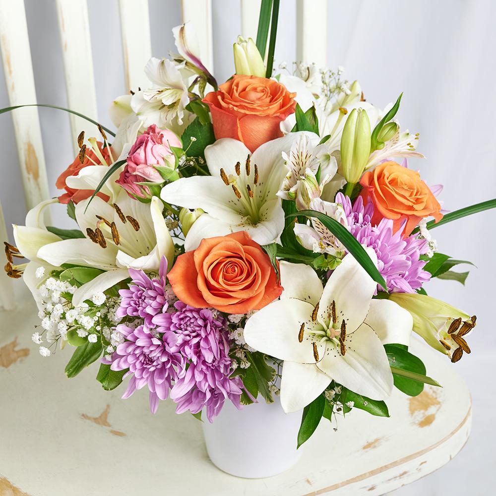 Spring Rose &amp; Lily Arrangement - Heart &amp; Thorn - Canada flower delivery