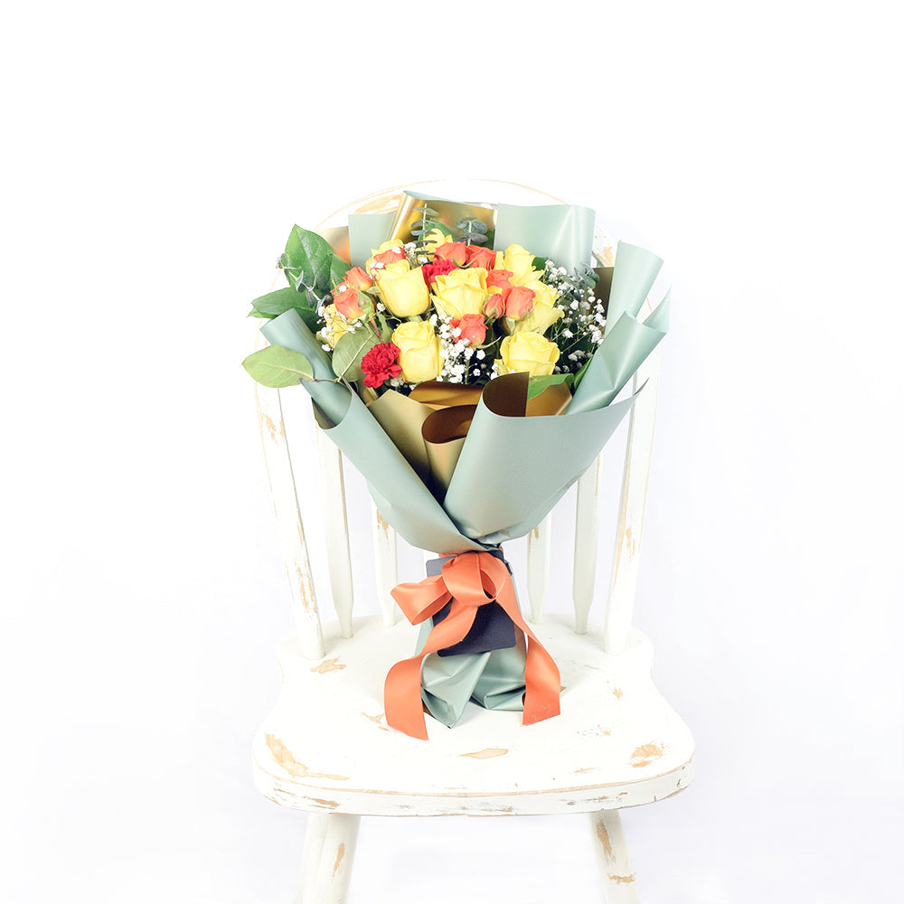 Mixed Yellow and Orange Rose Bouquet - Canada Delivery