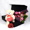 Valentine's Day 12 Stem Red & Pink Rose Bouquet With Box & Bear - Heart & Thorn - Canada flower delivery