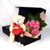 Valentines Day 12 Stem Pink Rose Bouquet With Box & Bear - Heart & Thorn - Canada flower delivery