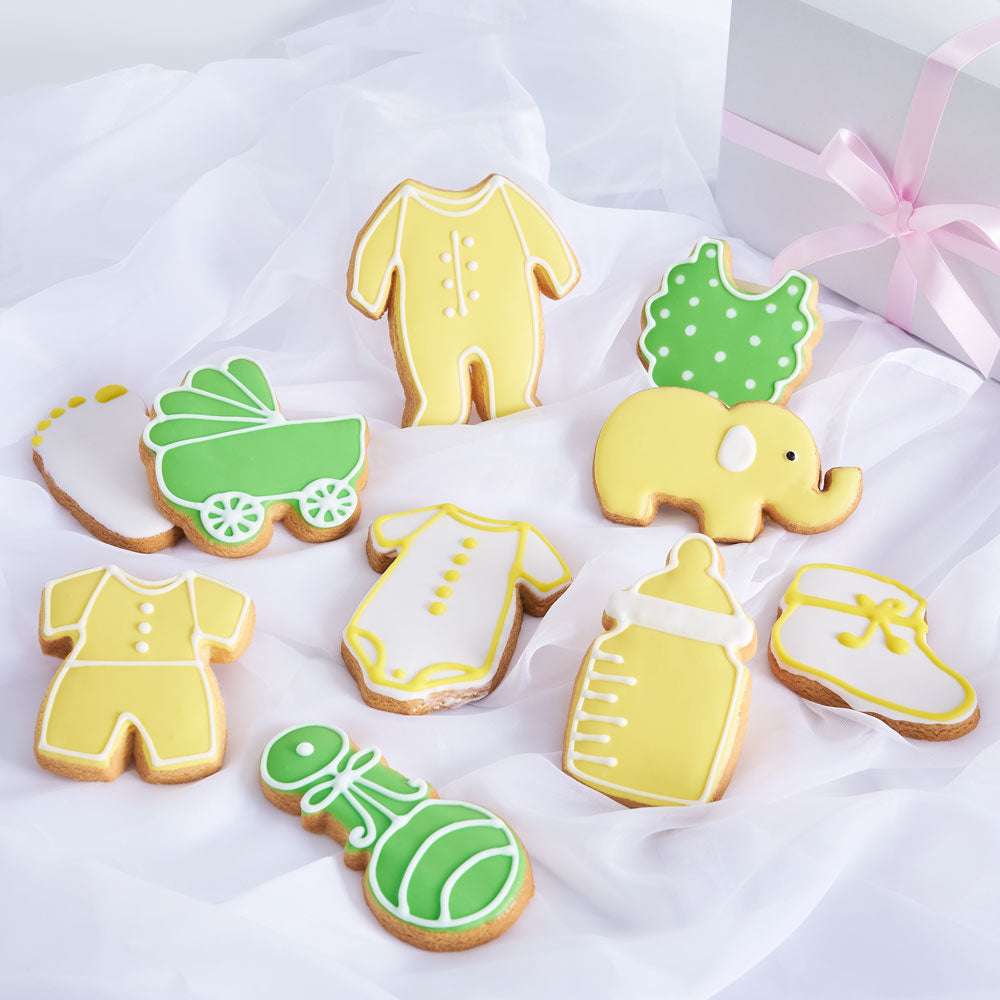 Yellow Welcome Baby Cookie Box - Heart &amp; Thorn - Canada cookie delivery