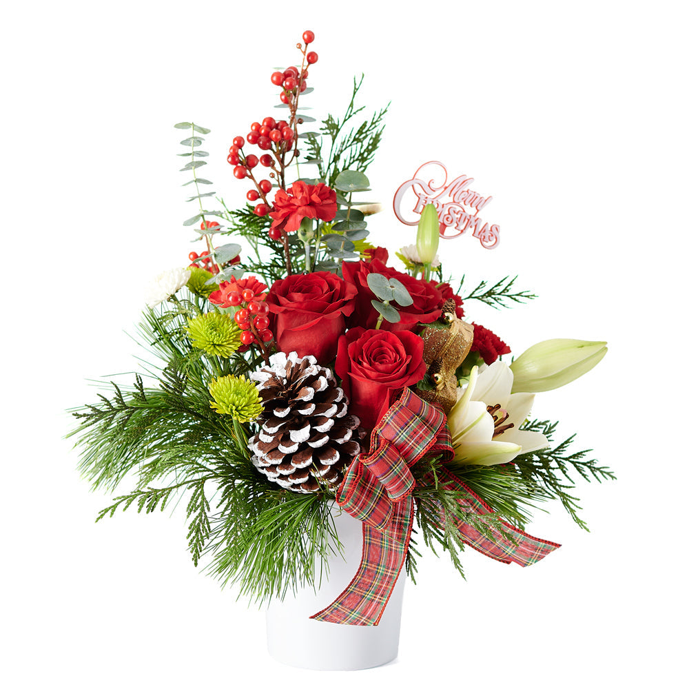 Mixed flower arrangement, holiday, christmas, Mixed Floral Arrangement, Floral Arrangement, Floral Gift, Set 24006-2021, holiday arrangement delivery, delivery holiday arrangement, christmas flowers canada, canada christmas flowers, Canada